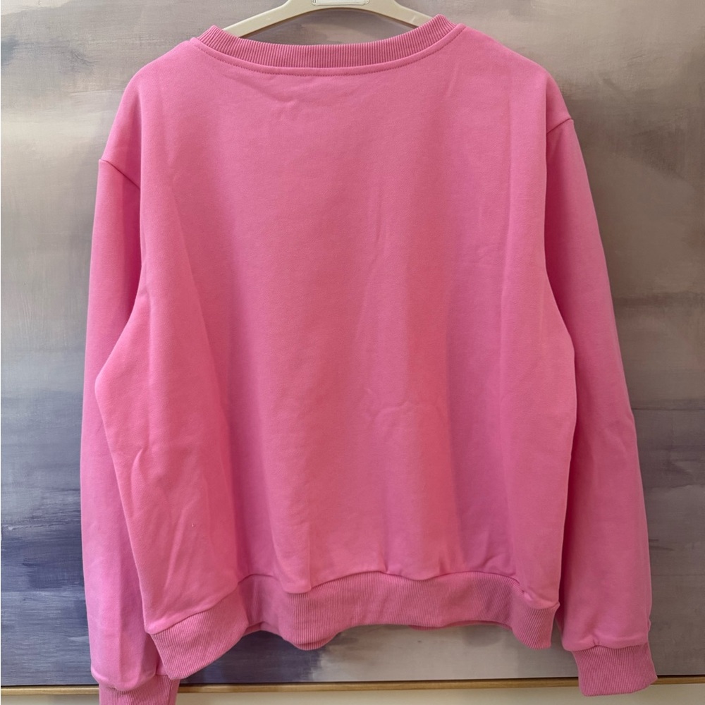 Pink Smiley Face Sequin Crew Neck Sweatshirt - Picture 9 of 9